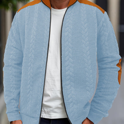 Men'S Light Blue Quilted Zip-Up Jacket - Casual Fall/Winter Outerwear with Stand Collar, Long Sleeves, and Front Pockets, Perfect for Casual Attire, Autumn Winter Apparel | Quilted Texture Jacket | Zippered Jacket