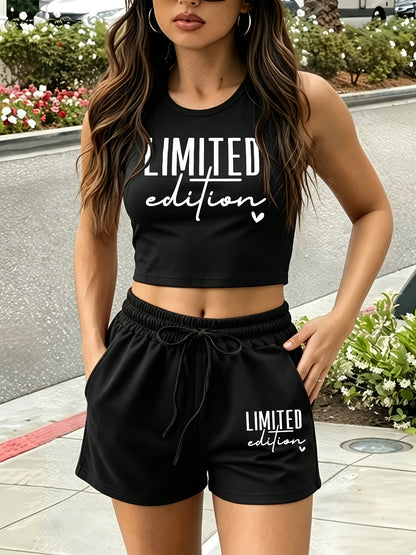 Casual Women's Two-Piece Set with Printed Top and Shorts