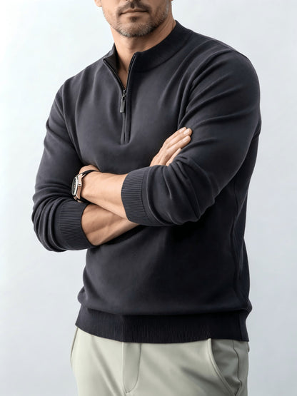 Men's Fall/Winter Half-Zip Stand Collar Knit Pullover Sweater