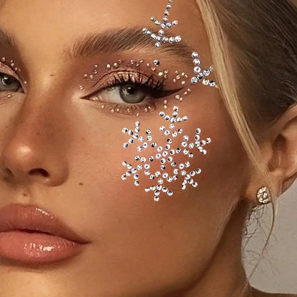 1 հատ սպիտակ 3D ձյան փաթիլի տեսքով աչքի կպչուն պիտակ՝ փայլուն դեմքի և կոպերի զարդարանք, թանկարժեք քարերով կպչուն պիտակ Y2K-ի համար, երաժշտական ​​փառատոնի, երեկույթի դիմահարդարման, ձմեռային զգեստի համար՝ հեշտ կիրառվող շքեղ աքսեսուար