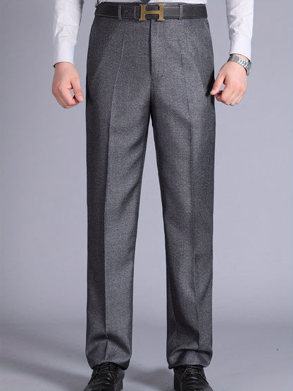 Men'S Casual Spring/Fall Polyester Solid Color Regular Fit Pants with Pocket