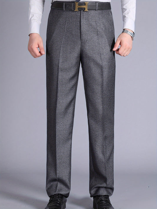 Men'S Casual Spring/Fall Polyester Solid Color Regular Fit Pants with Pocket