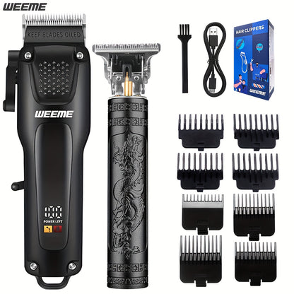 WEEME 2pcs/3pcs Premium Men's Grooming Set Professional Hair Clipper Kit with Cordless Shaver  Beard Trimmer  LCD Display & USB Fast Charge Ideal Gift for Father's Day/Birthday/Anniversary (For Dad/Husband/Groom)