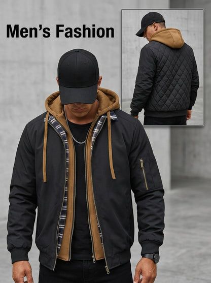 Men's Preppy Hooded Jacket Casual Spring Autumn Outerwear