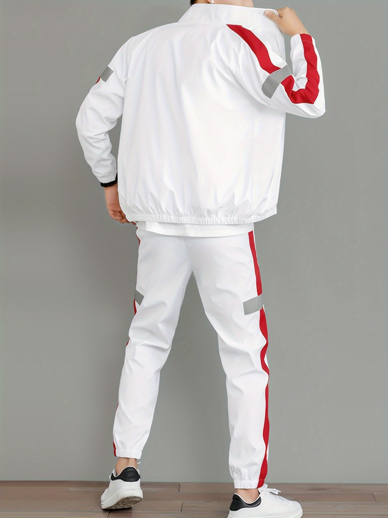 Men's Casual Polyester Jacket and Joggers Set for Spring & Fall