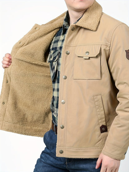 Տղամարդկանց բարձրակարգ, նորաձև, առօրյա, բազմակողմանի, բրդյա ծածկույթով, հաստ, քամուց պաշտպանող, տաք, գլխարկով ձմեռային բաճկոն