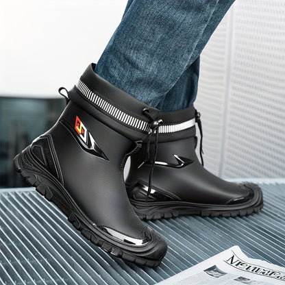 Men's Lightweight Waterproof PVC Rain Boots for Outdoor Use