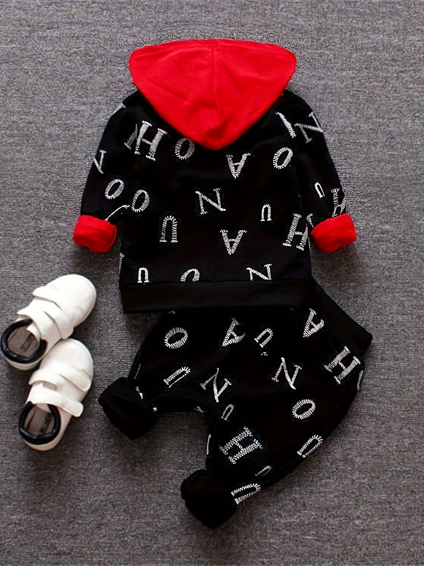 BabiColor Boys' 3pcs Cotton Blend Outfit Set - Letter Print Hoodie, Zip-Up-up բաճկոն և տաբատ գարնան/աշունի համար, կատարյալ դրսի համար