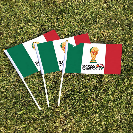 World Cup Fan Handheld Banner with Mexican Flag and Trophy - ayq