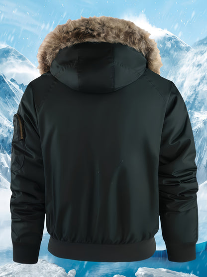 Տղամարդու ձմեռային վերարկու - նոր տաք, գլխարկով բաճկոն՝ ոսկեգույն նախշերով, ազատ չափսի, ցուրտ եղանակի համար նախատեսված ամենօրյա վերնազգեստ, լվացքի մեքենայով լվացվող, հաստ, հարմարավետ փափուկ աստառով