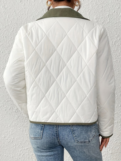 Կանացի նորաձև, էլեգանտ, երկգույն գործվածքից կարճ բաճկոն, գունային բլոկներով օձիք, երկար թևքերով, հարմար է բոլոր առիթների համար, աշնանային և ձմեռային