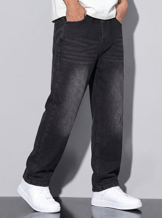 Unisex Kids Denim Jeans Dark Gray Distressed Casual Trousers - ayq