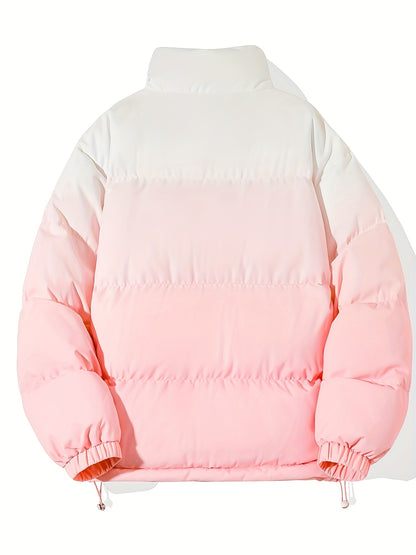 1 հատ տղամարդու փողոցային ոճի վերարկու՝ կանգնած օձիքով, այբուբենի նախշերով, սովորական չափսերով, լարերով, չձգվող գործվածքով պոլիեսթեր, 100% պոլիեսթերային լցոն, երկար թևքերով, ամենօրյա տաք, գրադիենտային բաճկոն՝ աշնանային և ձմեռային համար