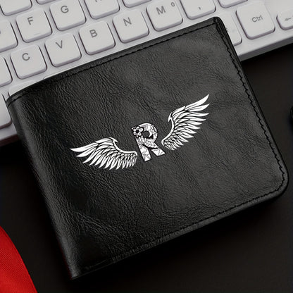 Wing Letter Print Faux Leather Wallet - Casual Fold Design with Credit Card Slots and Coin Purse, Perfect Valentine's Day Gift