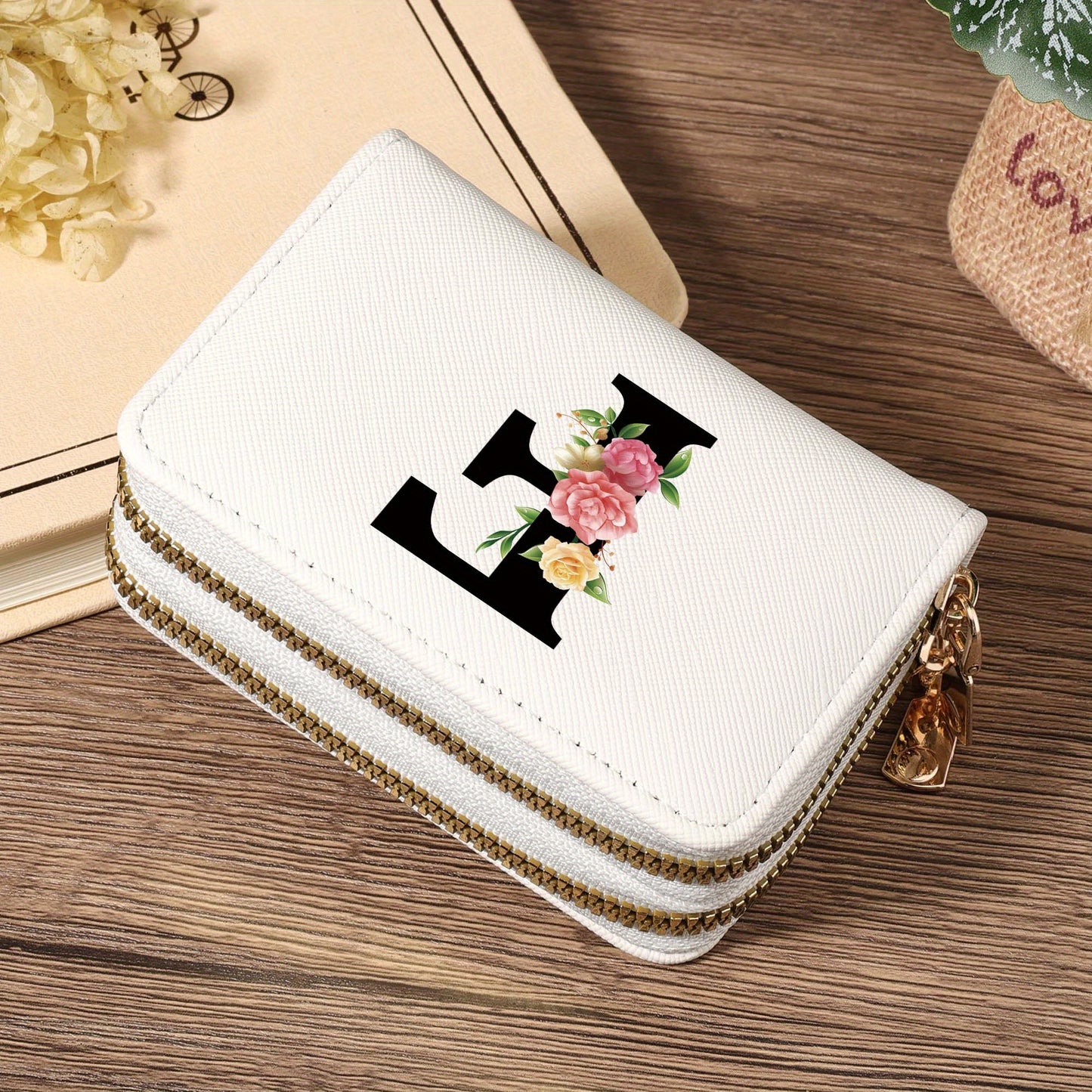 Women's Lightweight Wallet - Compact Zipper Purse with Multiple Card Slots & Coin Pocket, Elegant Monogram Initials, Secure Closure for Everyday, Travel, Gift - Women's Credit Card Organizer, Everyday Carry Purse, Stylish Ini