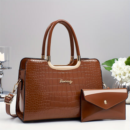 Նոր 2025 թվականի նորաձև կոկորդիլոսի նախշերով դաջված կանացի ձեռքի պայուսակ, ոճային փայլուն, թեթև, շքեղ մայրիկի պայուսակ