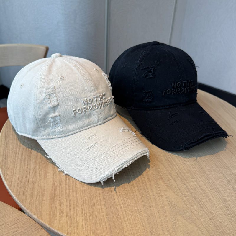 Women’s Embroidered Ripped Washed Baseball Cap Adjustable Fit