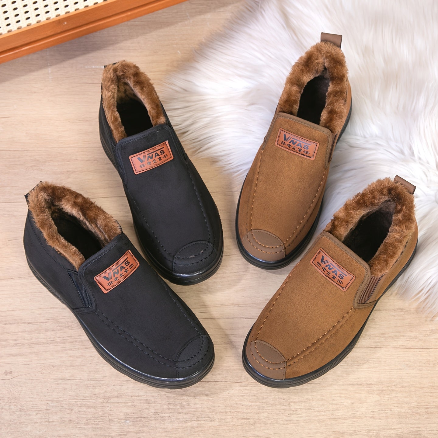 Men's Winter Thermal Slip-On Sneakers - Warm Low-Top Casual Shoes with Sole, All-Fabric Upper for, Outdoor & Daily Wear | Cold Weather Footwear (Autumn/Winter) | Suitable for Men