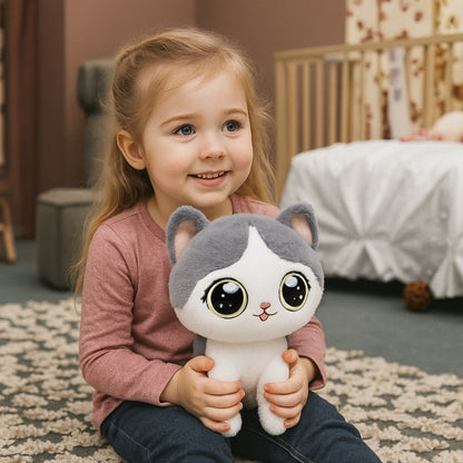 Նոր խելոք մուլտֆիլմային փափուկ խաղալիք փոքրիկ կատվի տեսքով, հասանելի է մոխրագույն և սև ոճերով, կատարյալ է որպես տոնական նվեր, նվեր, Սուրբ Ծննդյան անակնկալ, Շնորհակալության օրվա նվեր, ընկերոջ նվեր, տոնական նվեր, օրվա նվեր, զույգի նվեր, Սուրբ Վալենտինի օր: