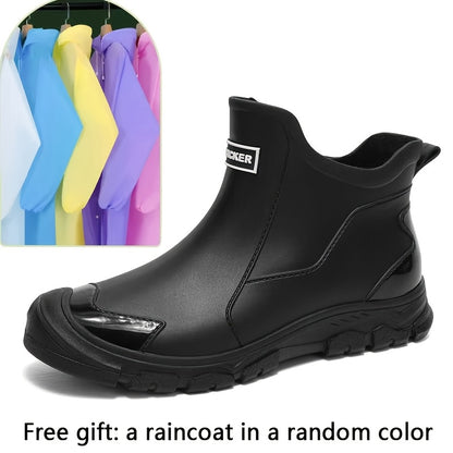Men's Outdoor Waterproof PU Rain Boots with Rubber Sole