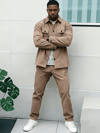 Men's Casual Klein Blue Cargo Jacket and Ankle-Cinch Pants Set