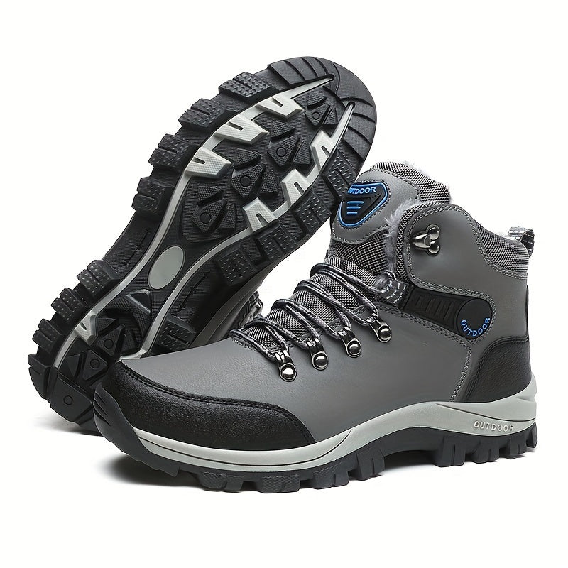 EKBN տղամարդկանց բարձրակրունկ ձմեռային ձնագնացքներ, հաստացված երեսպատումով, բացօթյա սպորտային ամենօրյա կոշիկներ, չսահող դիմացկուն արշավային, ճամբարային, լեռնագնացական կոշիկներ, միագույն, աշուն/ձմեռ, տղամարդկանց համար