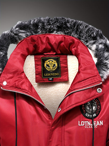 Men's Heavyweight Arctic Winter Jacket - -210gsm Windproof Coat with Full-Zip Closure, Hooded Insulated Outerwear - Machine Washable Cold Weather Jacket for Skiing, Snowboarding, Camping - Navy Blue, Winter Accessories, Skiin