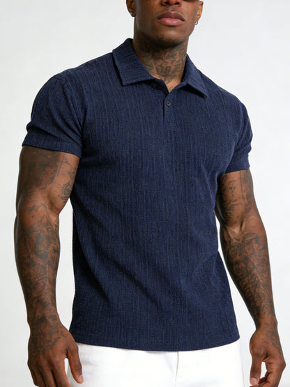 Men's Classic Fit Jacquard Stretch Polo Shirt - Casual Golf Style