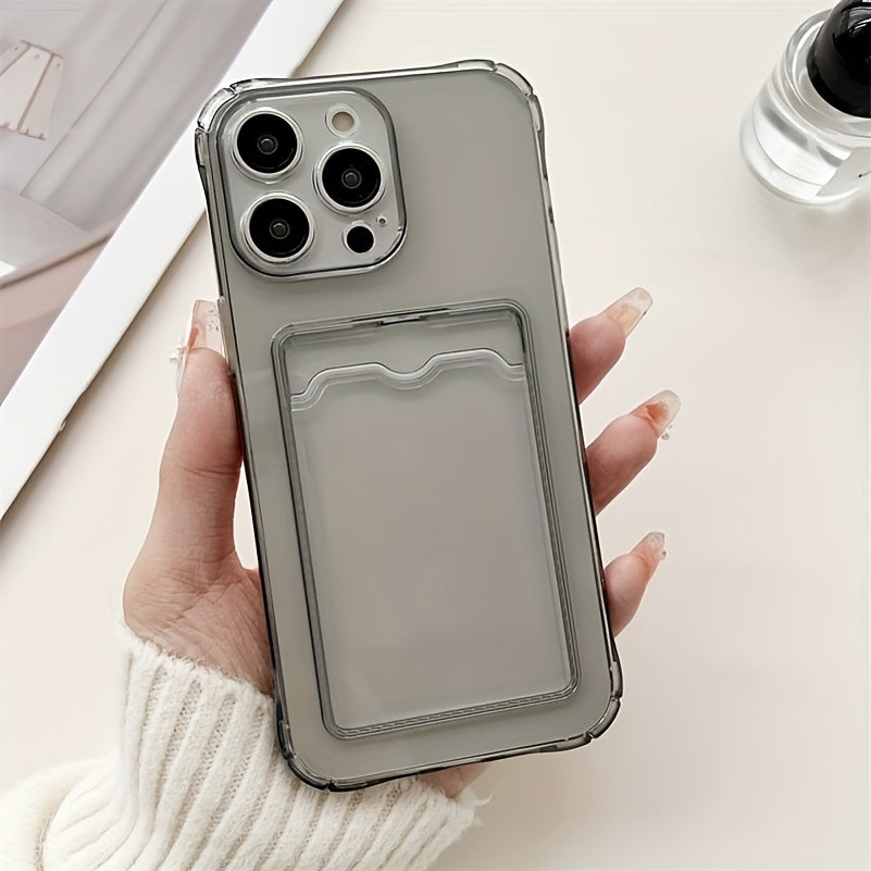 Transparent Simple Clear Card Slot Bag Phone Case Soft Cover, for iPhone 16 15 14 13 12 11 Pro Plus Pro Max X Xs Max Xr 7 8 Mini, for iPhone Users - Suitable for Everyday Use