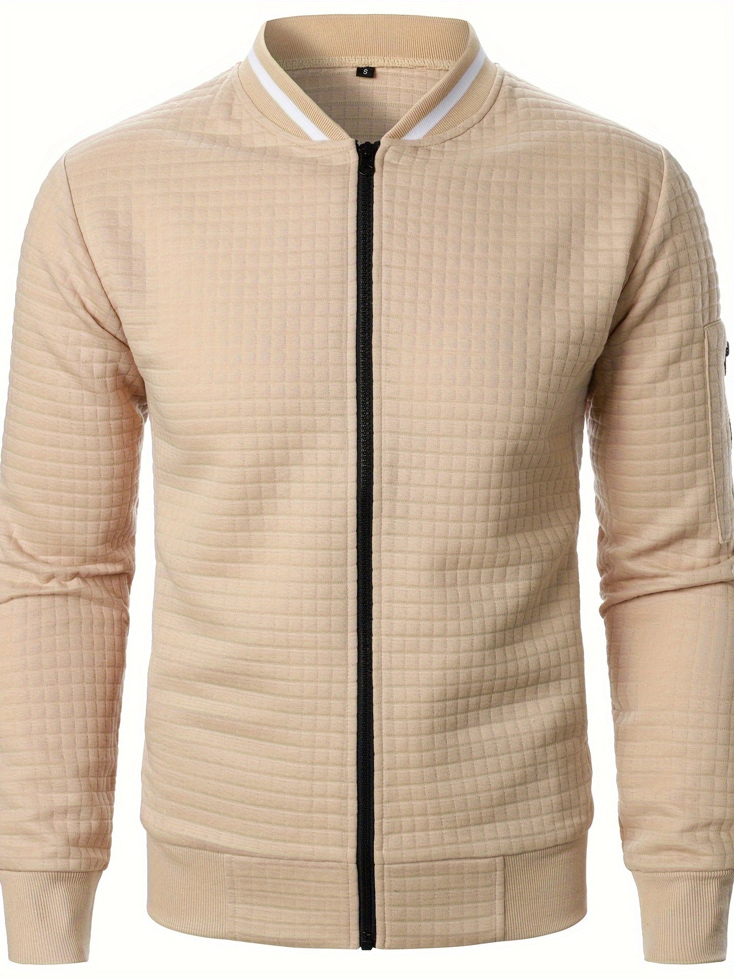 Men'S Zip-Up Jacket - Full-Zip Front Closure, Stand Collar, Lightweight Outerwear for Office, Casual & Formal Events - Spring/Fall Transitional Clothing - Easy-Care Modern Men'S Coat, Zip Up Jacket, Autumn Layering, Sleek Des