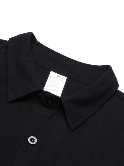 Men's Autumn Linen Button-Up Shirt Long Sleeve Casual Style