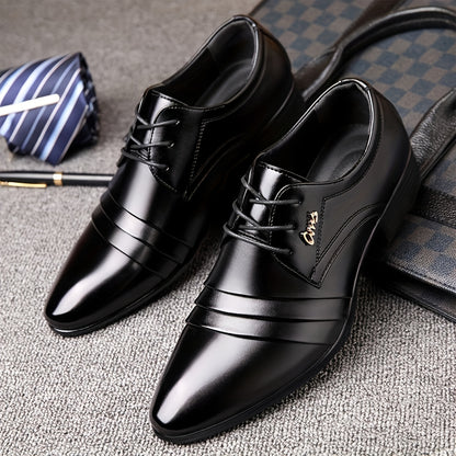 Men's Classic Oxford Dress Shoes Slip-On Pointed Toe Black