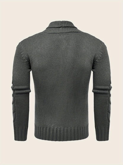 Men's Casual Knit Cardigan | Olive Green Acrylic Sweater | V-Neck with Button Closure | Textured Cable Knit Design | Machine Washable | Ideal for Autumn/Winter, Knit Sweater