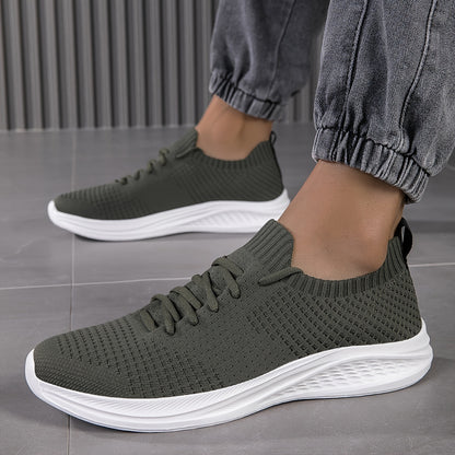 Men's Casual Running Shoes, Walking Tennis Sneakers, Lightweight Breathable Soft Sole Woven Work Shoes