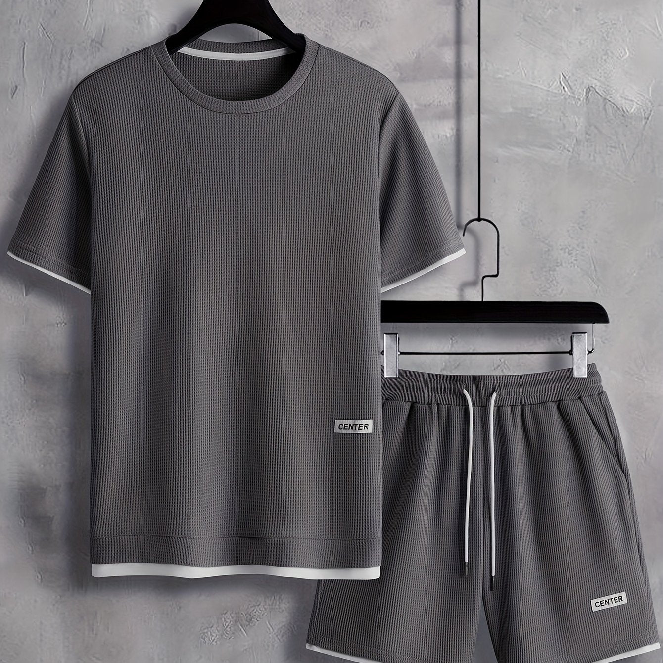 2Pcs Trendy Outfits For Men, Casual Crew Neck Short Sleeve T-shirt And Shorts Set For Summer, Men's Clothing Vacation Workout