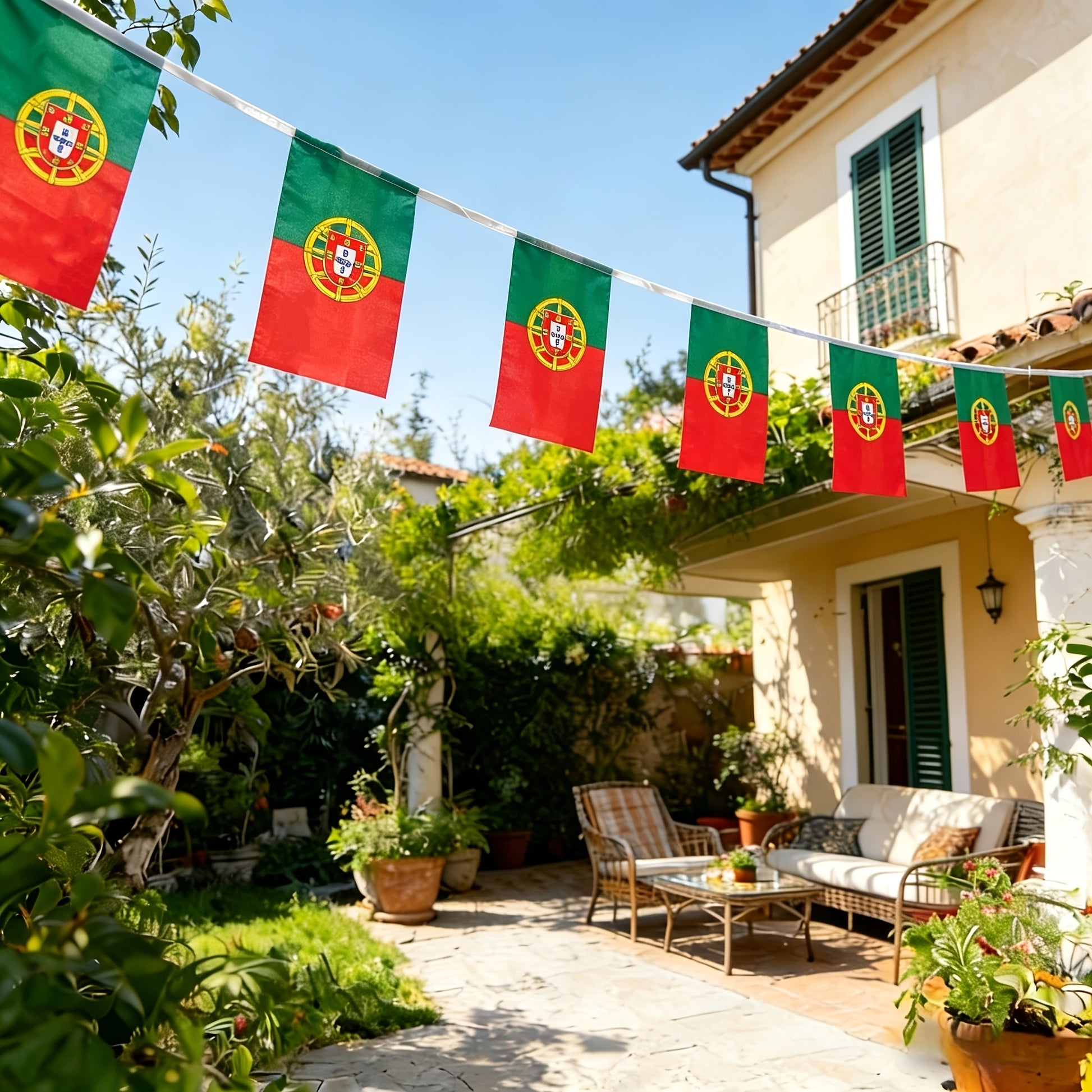 Portugal String Flags Banner 6m Durable Polyester 20 Flags - ayq