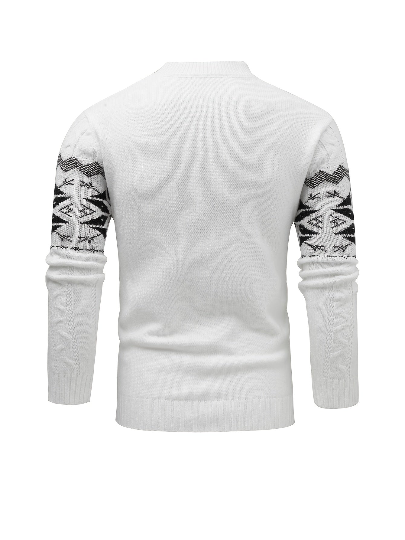 Men's Slim-Fit Cable Knit Sweater - Winter Warm Pullover with Geometric Corduroy Clasp (Adjustable Rope), Round Neck Long Sleeve Casual Sweating for Fall/Winter Layering - Hand Washable Knitwear for Smart-Casual Outfits (Not