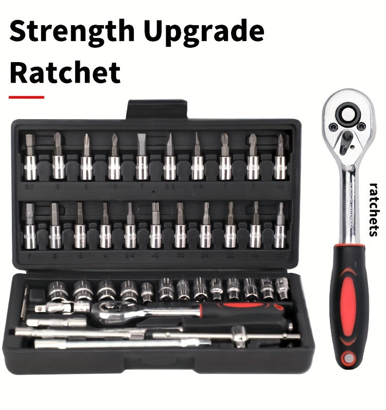 Repair Wrench Set, Ratchet Wrench Set, Socket Wrench Set, Designed for Various Environments Including Automotive Repair and Home Decoration, with Storage Box. 27-GJX