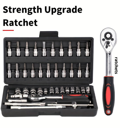 Repair Wrench Set, Ratchet Wrench Set, Socket Wrench Set, Designed for Various Environments Including Automotive Repair and Home Decoration, with Storage Box. 27-GJX