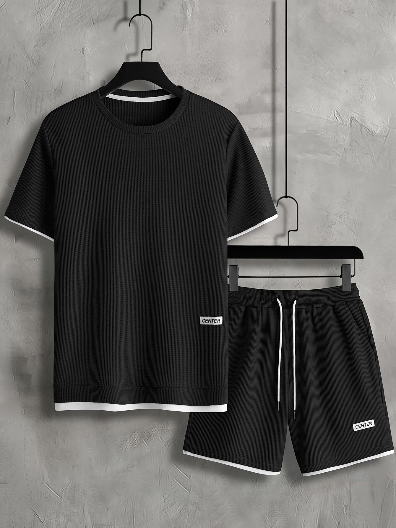 2Pcs Trendy Outfits For Men, Casual Crew Neck Short Sleeve T-shirt And Shorts Set For Summer, Men's Clothing Vacation Workout
