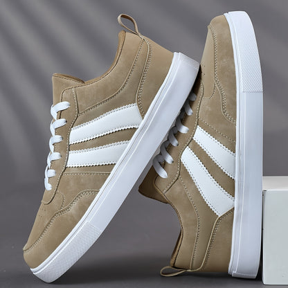 Men's Striped Low-Top Casual Sneakers with Soft EVA Sole