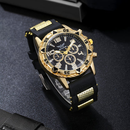 6pcs Men's Fashionable Quartz Watch Set with Wallet, Glasses, Pen, Ambient Light & Steel Ballpoint – Perfect for Daily Wear, Parties, Valentine's Day, Easter, Christmas, Halloween,  Gifts to Friends and Family