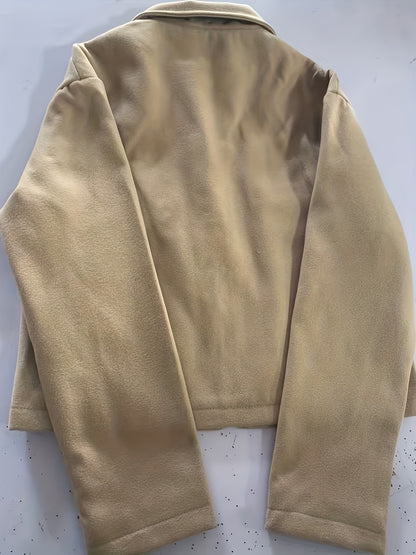 Women's Solid Full-Zip Winter Jacket with Structured Collar