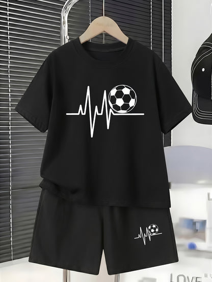 Boys' Casual Cotton T-Shirt and Shorts Set for Spring Summer
