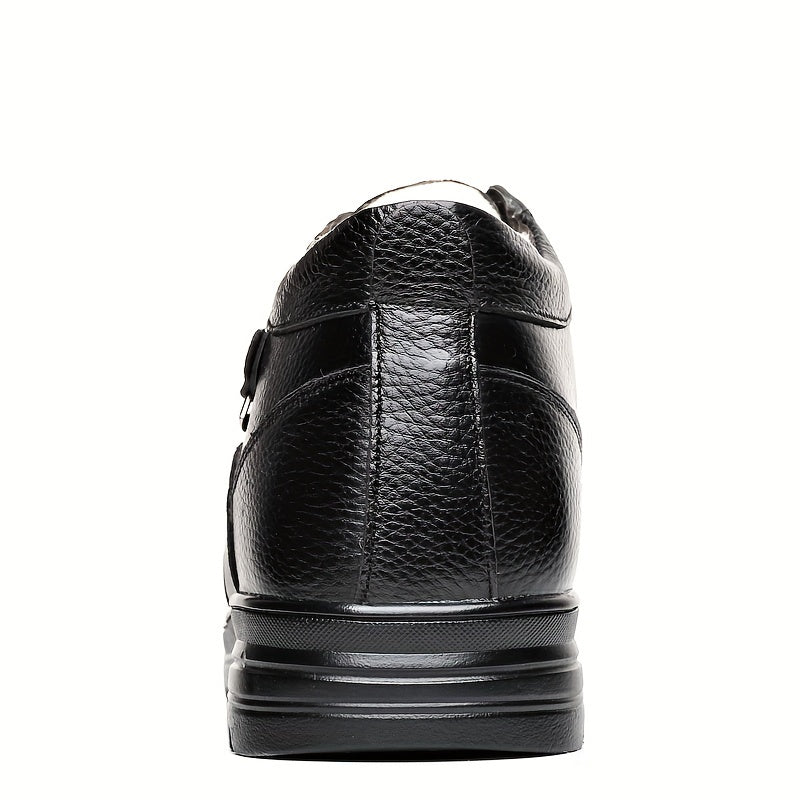 Տղամարդկանց իսկական կաշվե ձմեռային ձնագնացքներ - Կարճ կոճակոշիկներ ռետինե ներբանով, ցրտի դիմացկուն կոշիկներ սառույցի և ձյան համար, ամուր ճկունություն (հասանելի է լայն չափս) - Իդեալական է դահուկի համար և բացօթյա գործունեության համար (ոչ)