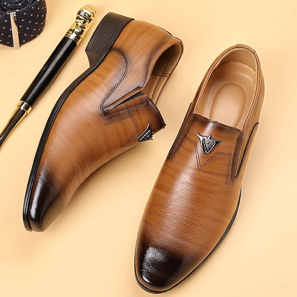 Men's Slip-On PU Leather Dress Oxfords Casual Business Shoes