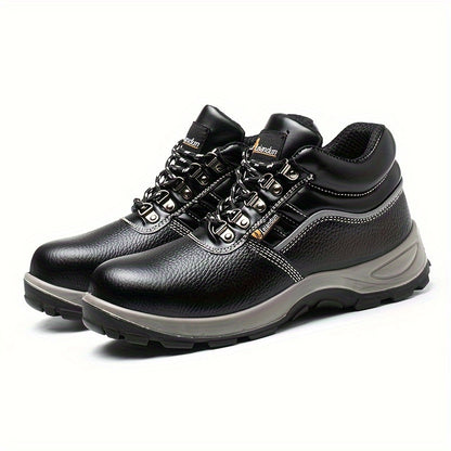 Reinforced Anti-Puncture & Anti-Smashing Safety Work Boots for Men - Heavy-Duty Steel Toe Cap, Anti-Piercing Cushioned Insole, PU Upper & Lining, All-Terrain Traction - Winter/Spring/Fall Construction/Industrial/Construction/