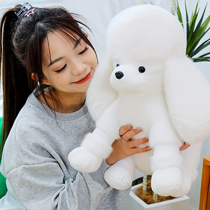 Realistic Poodle Plush Doll - White Poodle Puppy with Fluffy Hair, Paws & Ears, Soft Stuffed Animal for Kids, Collectors, Birthday & Christmas Gifts, Cuddly Companion (No /Easy Care)
