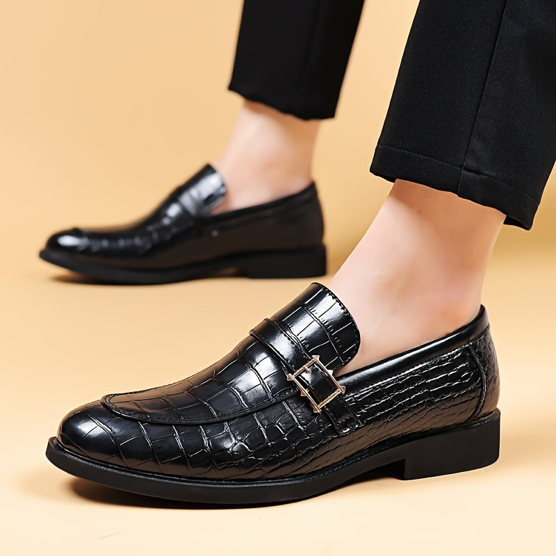 Men's Business Casual Oxford Shoes with Crocodile Pattern