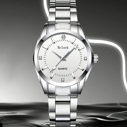 1pc Fashionable Women's Quartz Watch, Round Analog Display, Shock-Resistant Alloy Case & Band, Non, Button Battery - Elegant Timepiece